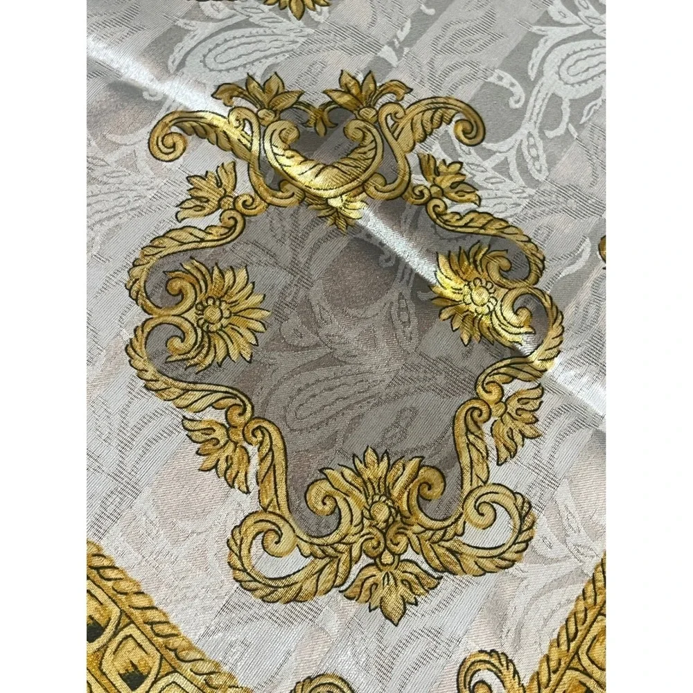 Liz Claiborne Made In Italy Scarf Baroque Gold Navy Blue Luxury Accessory
